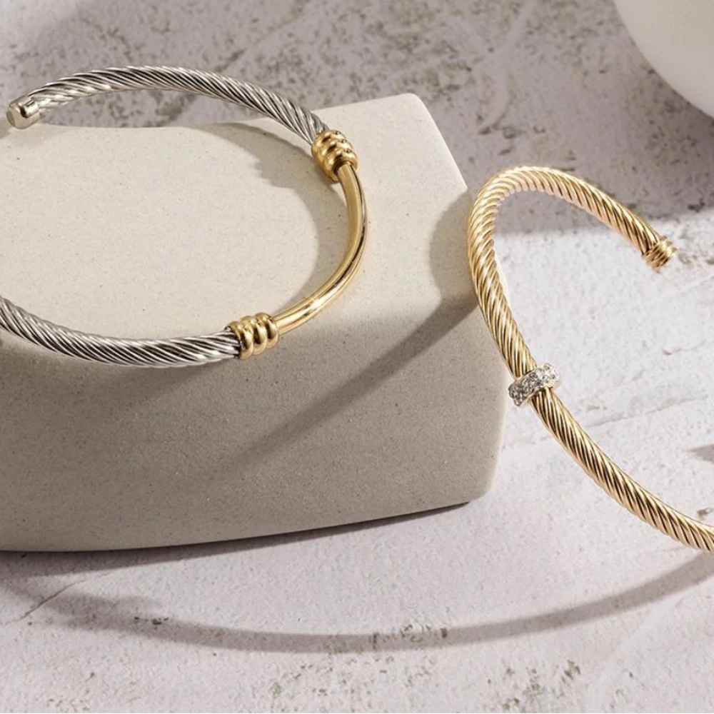 Bundle of 2 Elegant Gold and Silver Twisted Bracelets www.agelessbeauty3000.com - Picture 5 of 11